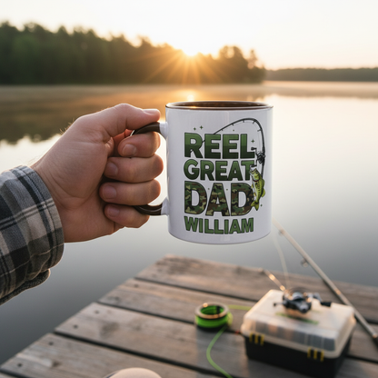 Personalized Fishing Mug for Dad – Real Great Dad Custom Name Coffee Mug