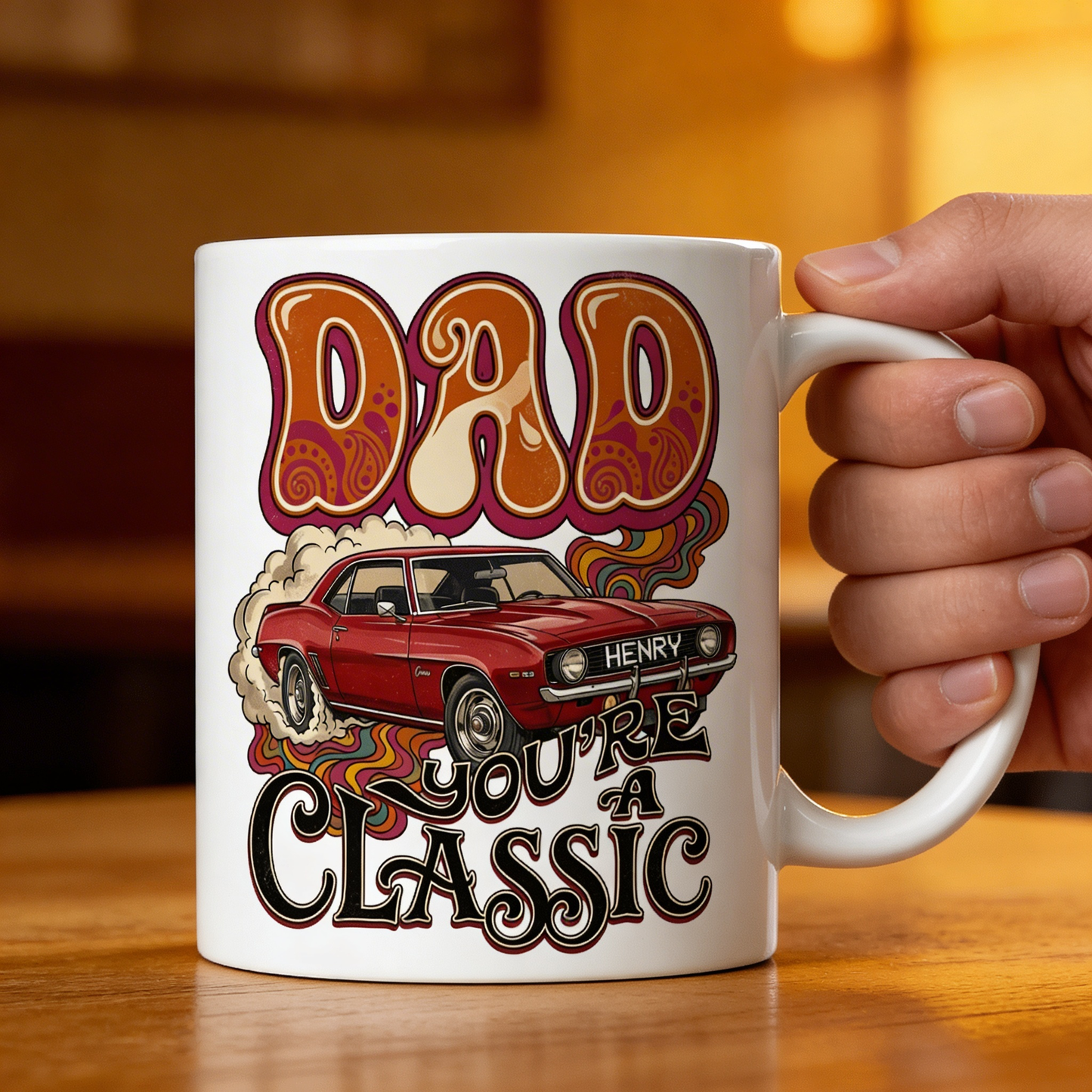 Personalized Dad Mug – “Dad You’re Classic” Custom Name Coffee Mug