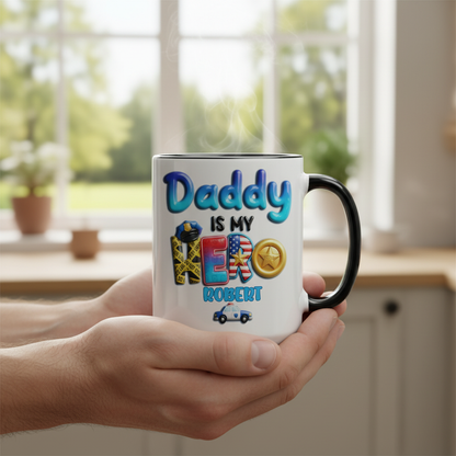 Personalized Police Dad Mug – My Daddy Is My Hero Accent Coffee Mug