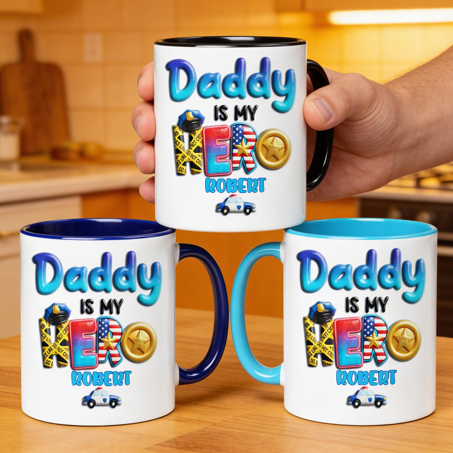 Personalized Police Dad Mug – My Daddy Is My Hero Accent Coffee Mug