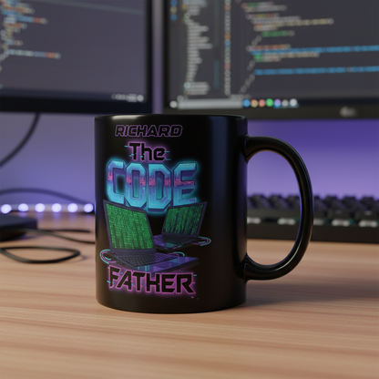 Custom Name The Code Father Ceramic Mug – Personalized Programmer Dad Gift