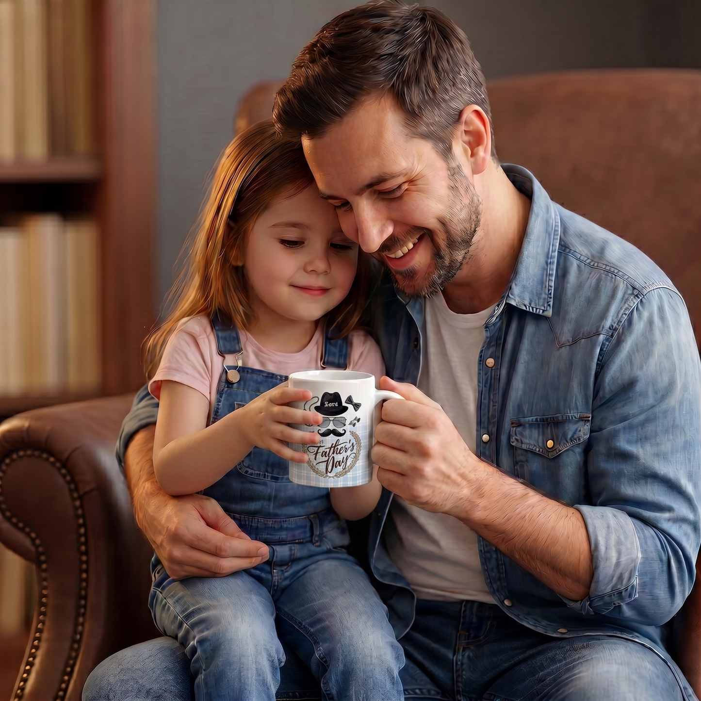 Personalized Happy Father’s Day Mug – Custom Name Ceramic Coffee Cup, Vintage Style Gift for Dad