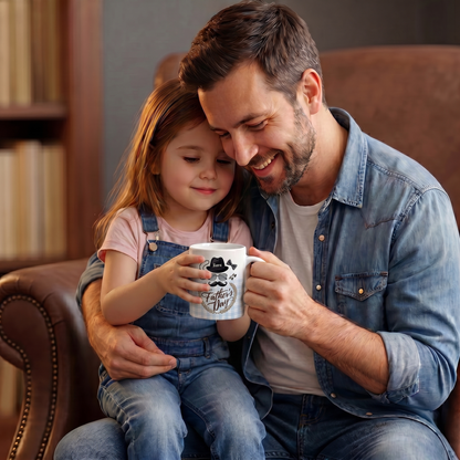 Personalized Happy Father’s Day Mug – Custom Name Ceramic Coffee Cup, Vintage Style Gift for Dad