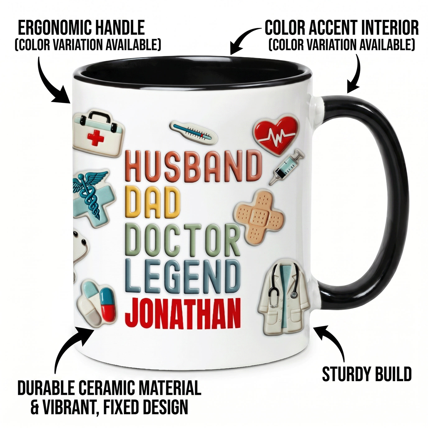 Personalized Doctor Dad Mug – Husband Dad Doctor Legend Custom Name Coffee Mug