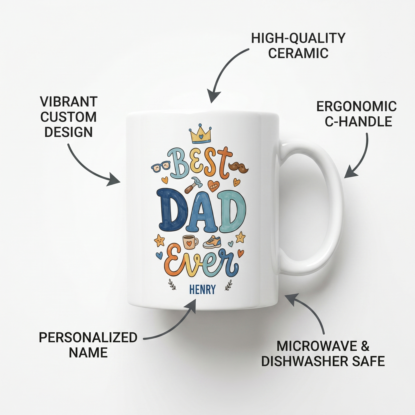 Best Dad Ever Funny Ceramic Mug – Coffee Cup Gift for Dad, Father’s Day Gift Idea
