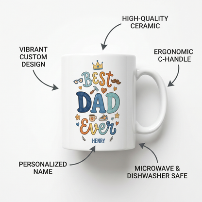 Best Dad Ever Funny Ceramic Mug – Coffee Cup Gift for Dad, Father’s Day Gift Idea
