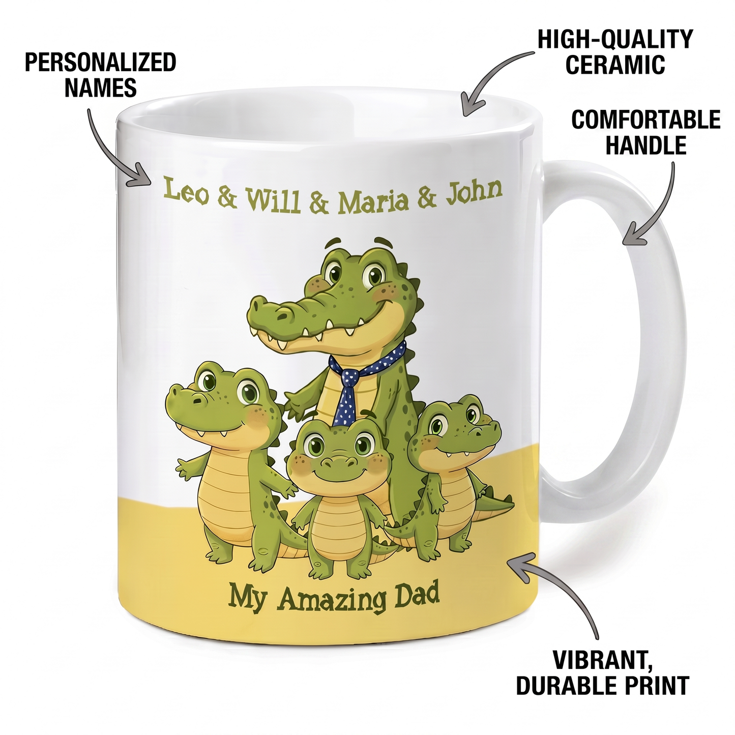 My Amazing Dad Crocodile Custom Name Ceramic Mug Personalized Coffee Cup Gift for Dad
