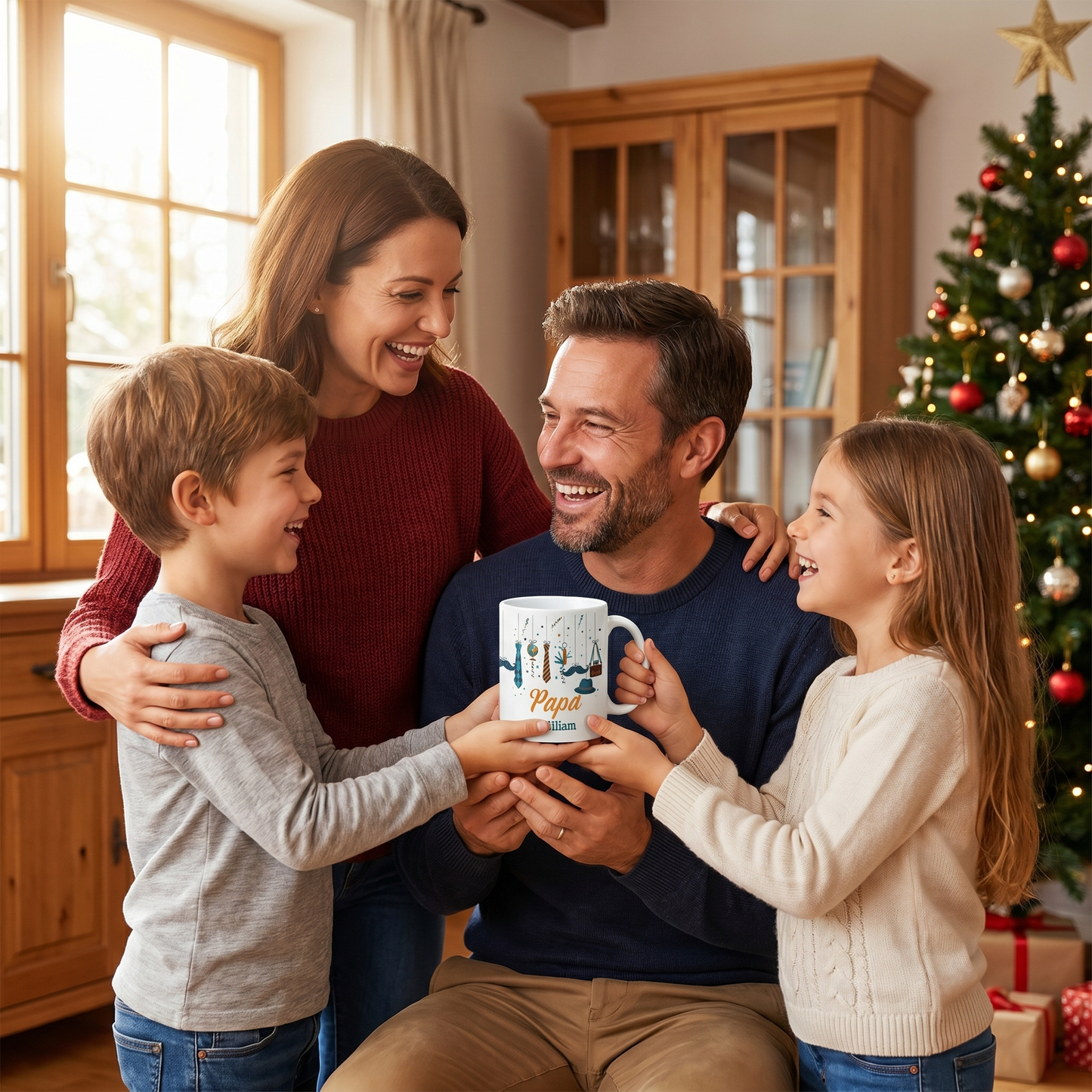 Personalized Papa Mug with Name – Father’s Day Gift Coffee Cup for Dad, Custom Name Mug for Papa, Birthday Gift for Father