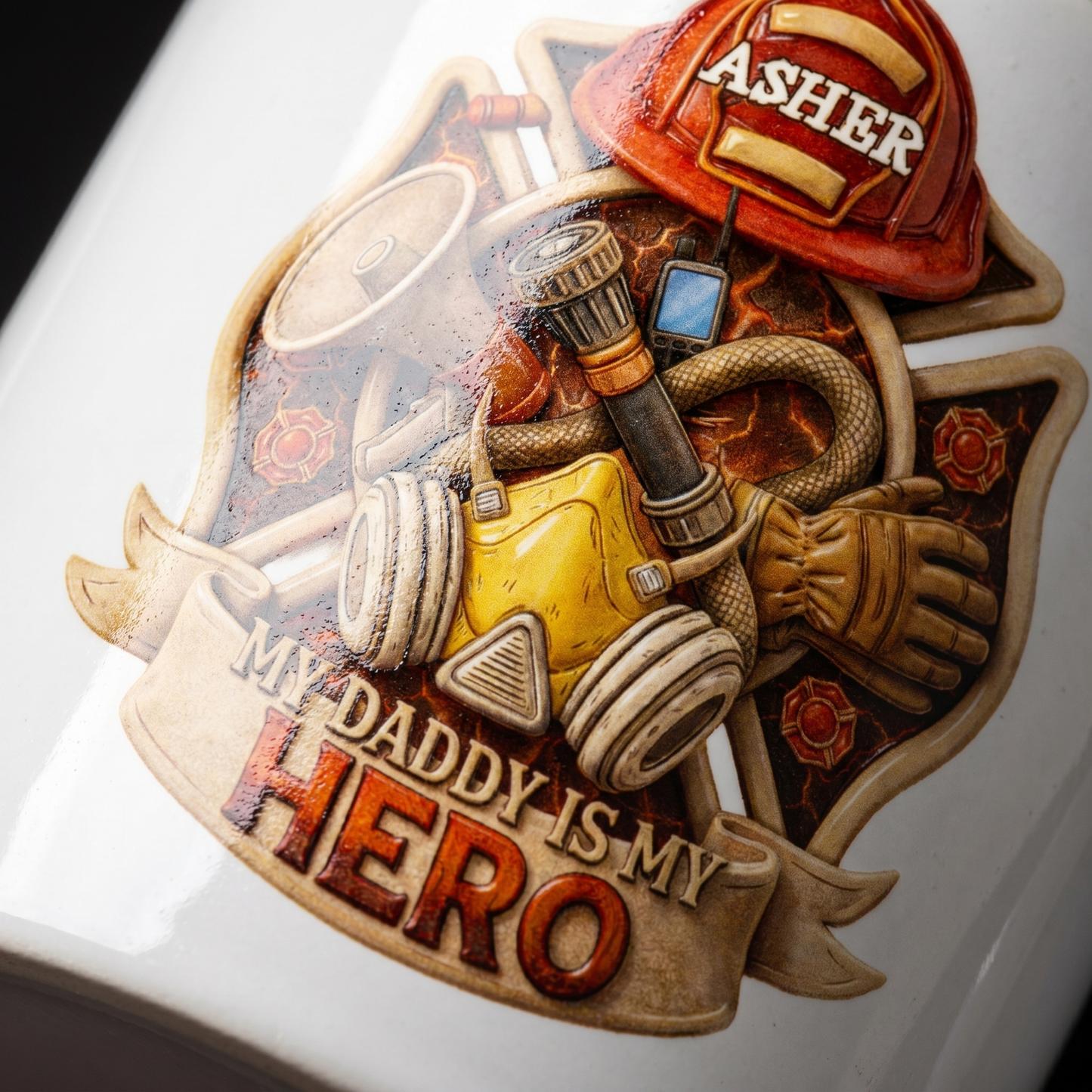 Personalized Firefighter Dad Accent Mug – My Daddy Is My Hero Coffee Mug