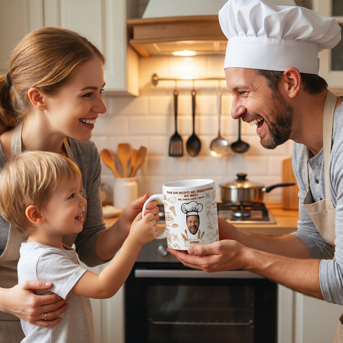 Custom Photo Dad Mug Recipes Are Suggestions Not Rules – Personalized Name Funny Father Gift Coffee Cup