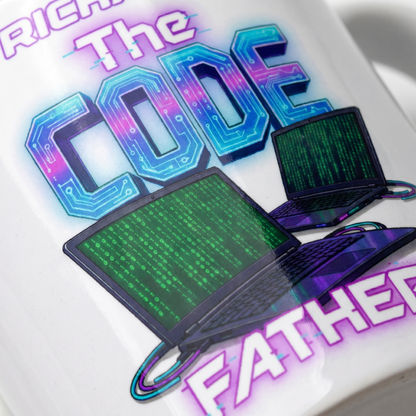 Custom Name The Code Father Ceramic Mug – Personalized Programmer Dad Gift