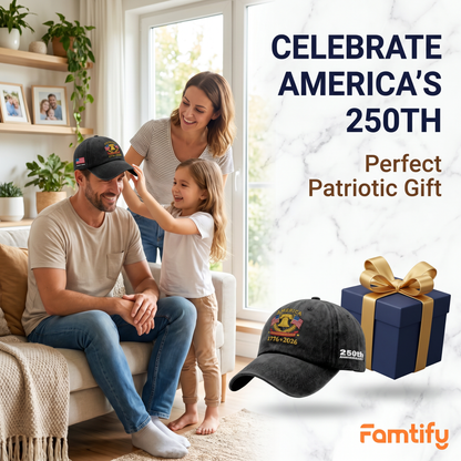 250 Years of American Independence – Patriotic Independence Day 2026 Gift for Americans – Personalized Washed Denim Baseball Cap