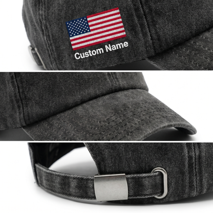 250 Years of American Audacity – USA 250th Anniversary Patriotic Gift for Americans – Personalized Washed Denim Baseball Cap