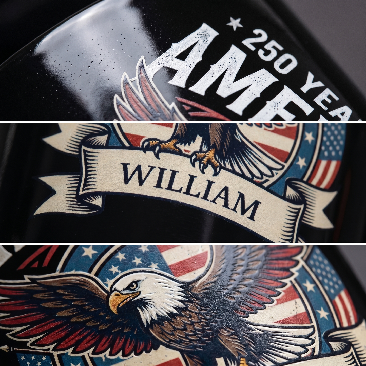 America 250 Independence Day 2026 Personalized Black Mug – Custom Name Patriotic Eagle USA Mug