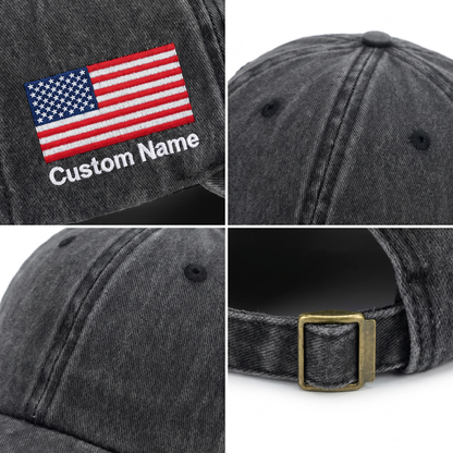 America 250 Years Strong – Patriotic Gift for America’s 250th Anniversary for Americans – Personalized Washed Denim Baseball Cap
