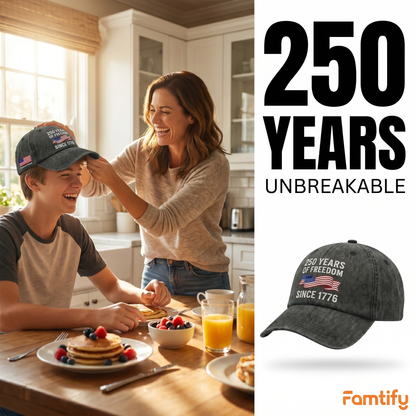 250 Years Of Freedom Since 1776 Custom Name Washed Denim Baseball Cap