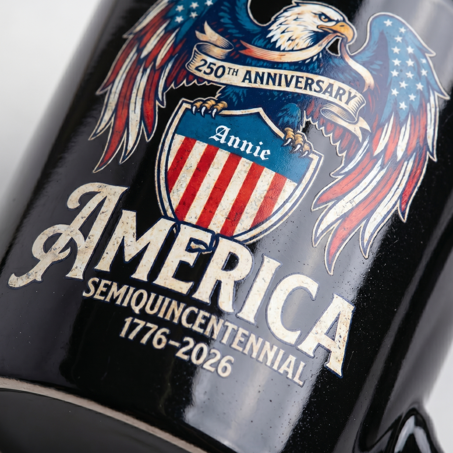 America 250th Anniversary Eagle Personalized Black Mug – USA Semiquincentennial 1776-2026 Patriotic Mug