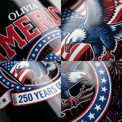 America 250 Years of Freedom Personalized Black Mug – USA 1776–2026 Patriotic Eagle Anniversary Mug
