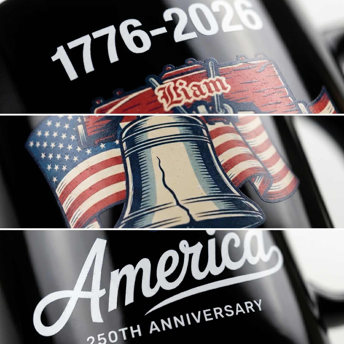 Celebrate 250 Years of America 1776–2026 Personalized Black Mug – USA 250th Anniversary Liberty Bell Patriotic Mug