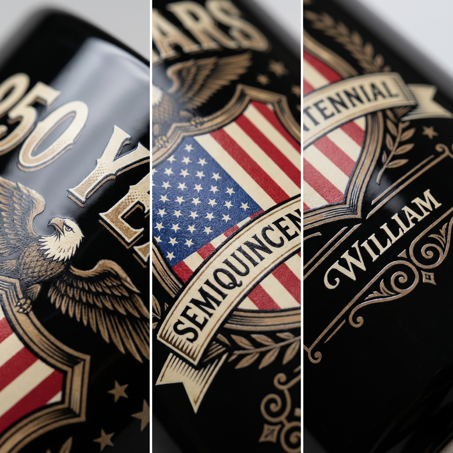 Celebrate 250th Anniversary United States Semiquincentennial Personalized Black Mug – America 250 Years Patriotic Eagle Shield Mug