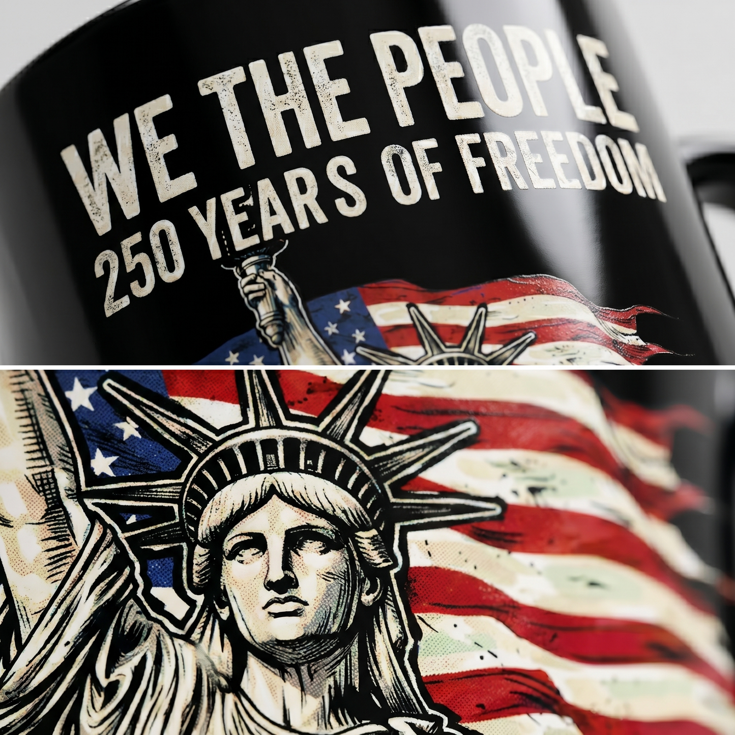 We The People America 250 Years of Freedom Personalized Black Mug – USA 1776–2026 Semiquincentennial Patriotic Mug