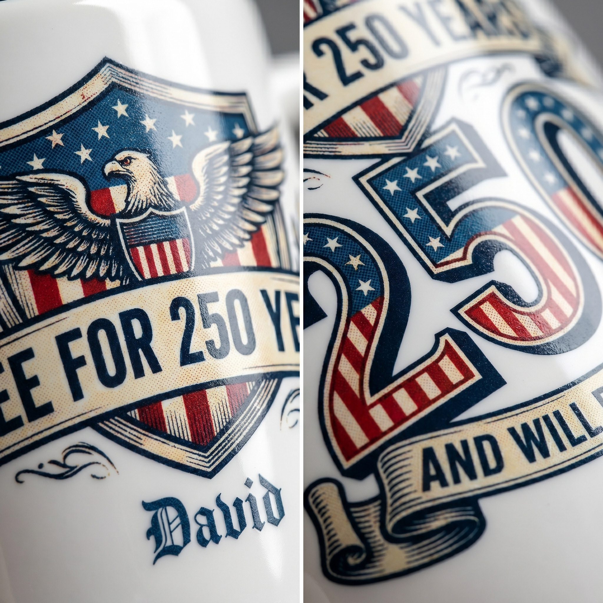 Free for 250 Years America Personalized White Mug – USA 1776–2026 Patriotic 250th Anniversary Mug
