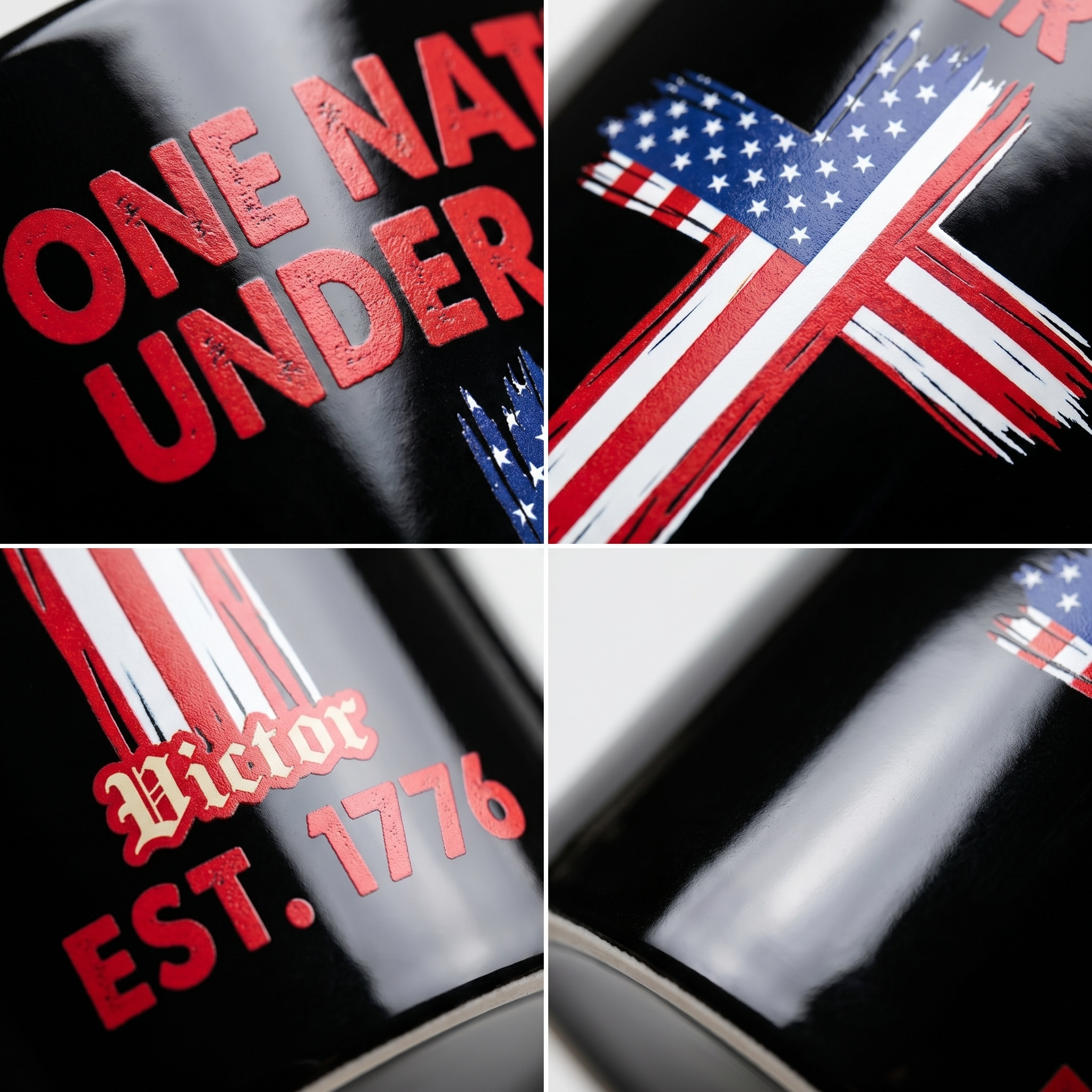 One Nation Under God Est 1776 Personalized Black Mug – Patriotic USA Christian Flag Cross Mug