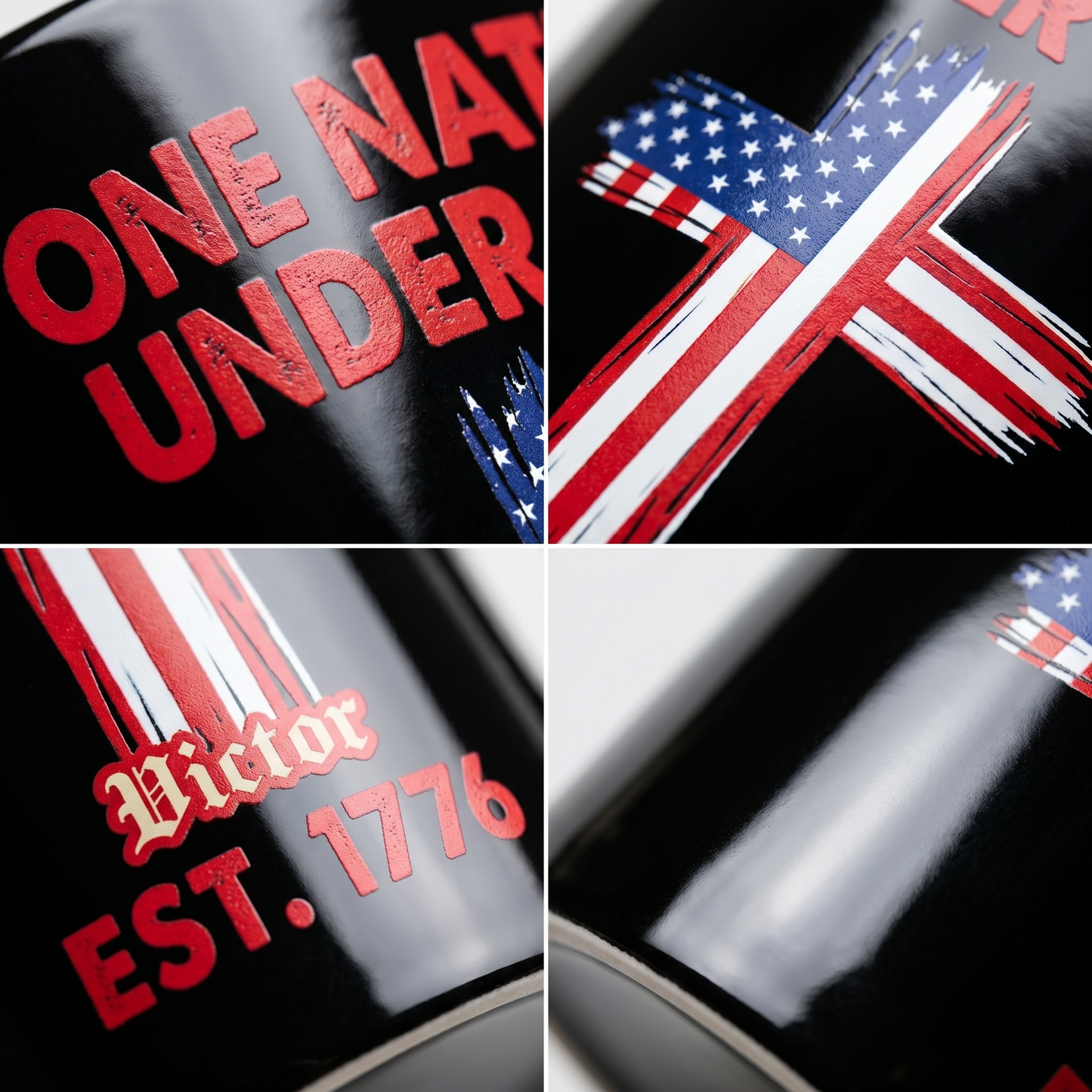 One Nation Under God Est 1776 Personalized Black Mug – Patriotic USA Christian Flag Cross Mug