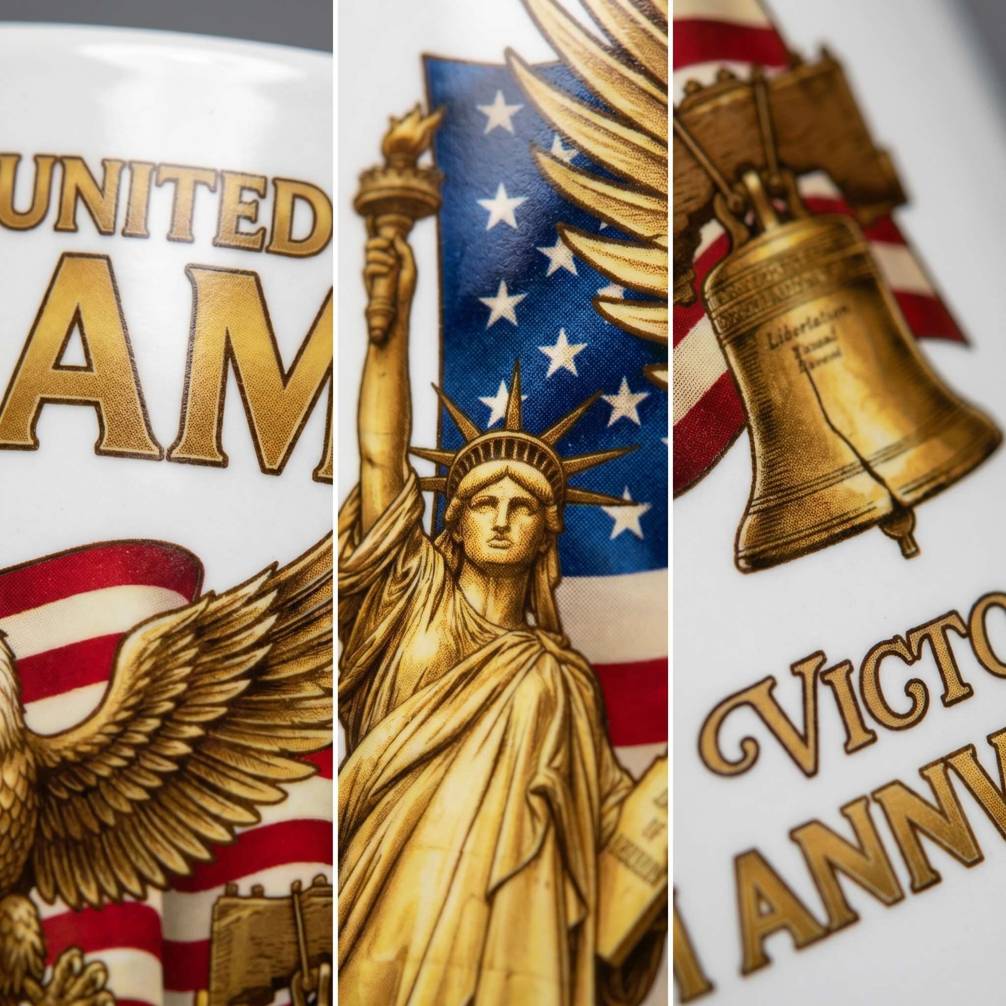 United States of America 250th Anniversary Personalized White Mug – Patriotic Eagle Liberty Bell Mug