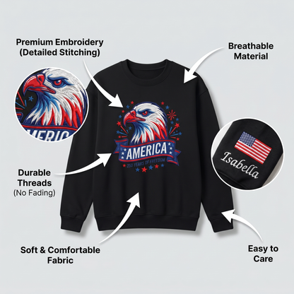 USA 250 Years Strong – Personalized Embroidered Sweatshirt Patriotic Semiquincentennial Gift