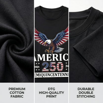Personalized America 250 Semiquincentennial T-Shirt – Patriotic Eagle 1776–2026 USA Anniversary Shirt