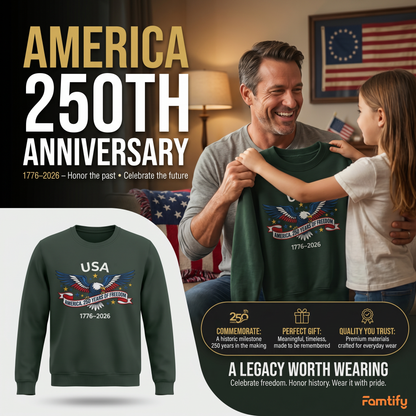 1776–2026 USA Anniversary Hoodie - Custom Name Eagle Sweatshirt - American Pride Keepsake