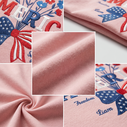 USA 250 Years Strong Floral T-Shirt - Embroidered Independence Day Tee (1776-2026)