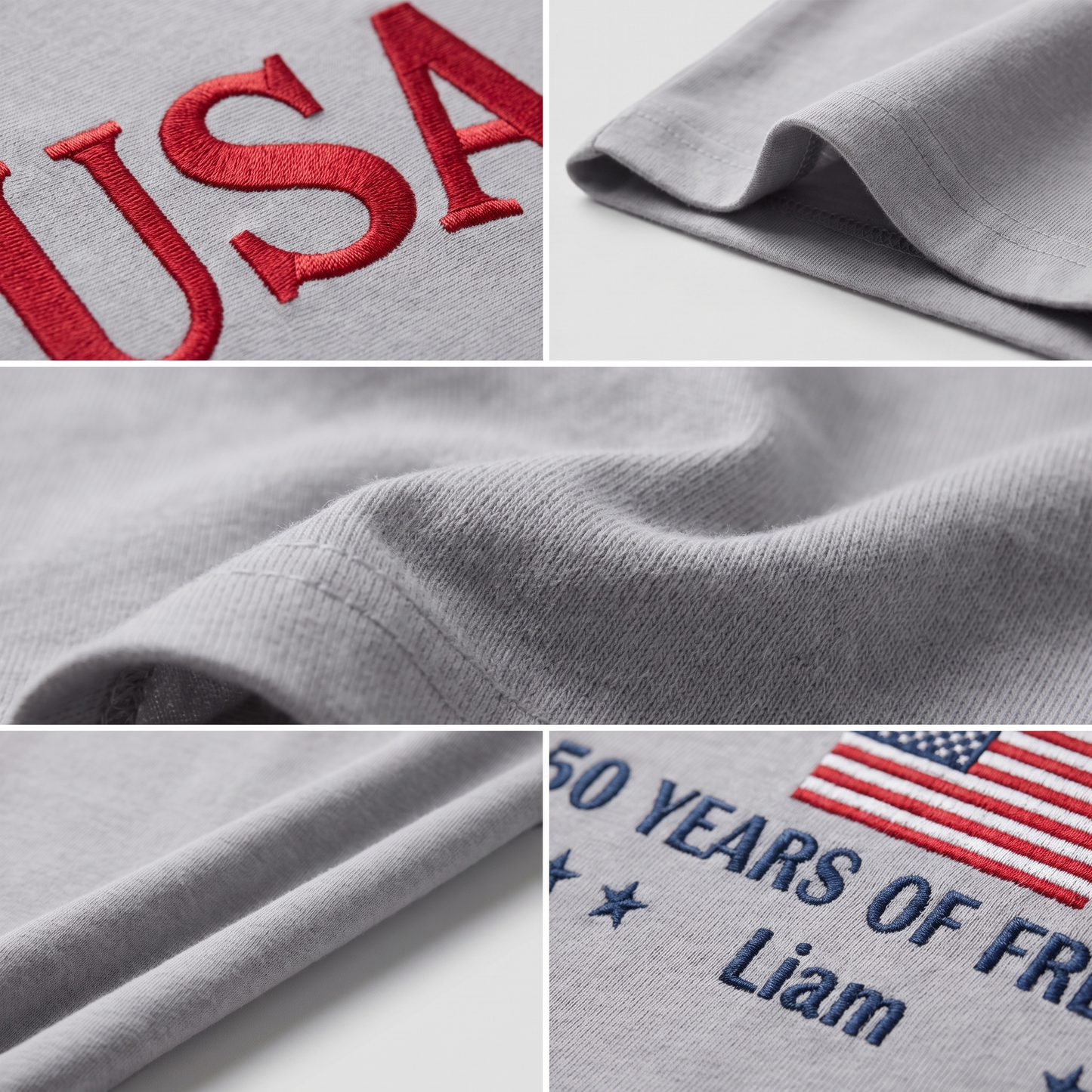 USA 250th Anniversary Embroidered T-Shirt - Celebrate Freedom Patriotic Gift