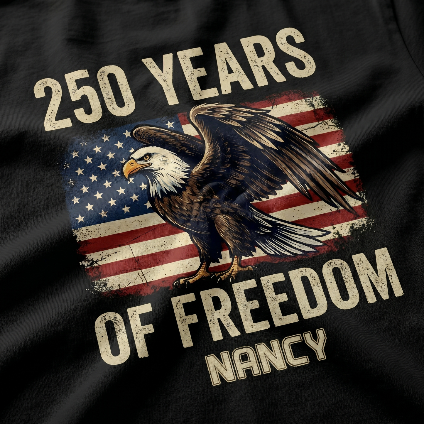 250 Years Of Freedom Since 1776 USA Eagle Flag Back Shirt Personalized Name Patriotic Tee