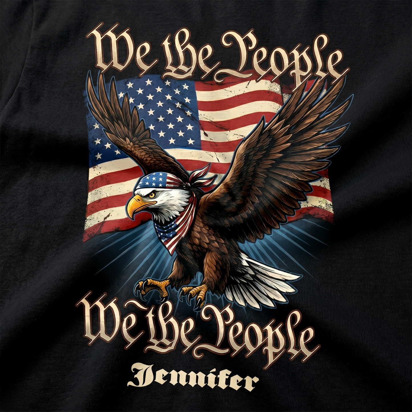 We The People 250 Years Of Freedom USA Eagle Flag Shirt Personalized Patriotic Back Tee