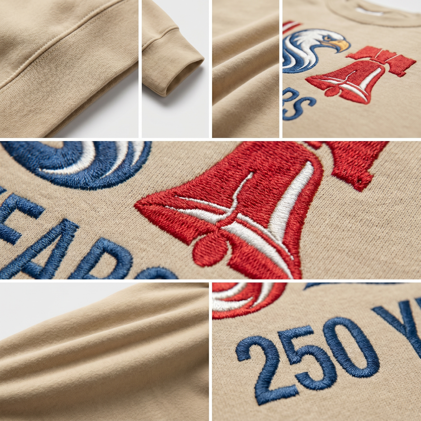 USA 250 Years 1776–2026 Embroidered Sweatshirt - Patriotic Independence Day Crewneck