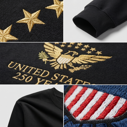 Custom Embroidered USA 250 Years Sweatshirt - Semiquincentennial Patriotic