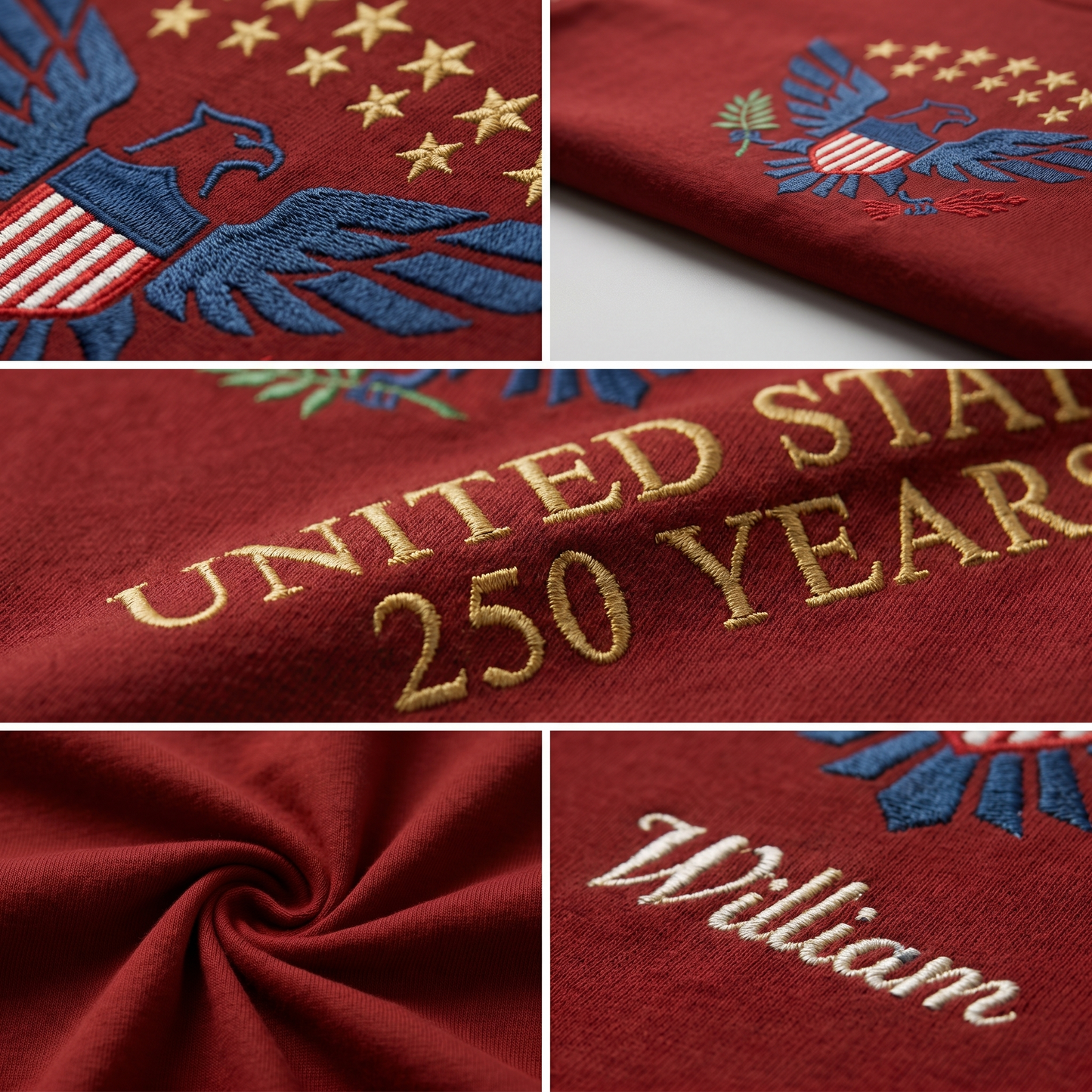 Custom Embroidered USA 250 Years T-Shirt – Semiquincentennial Patriotic Tee