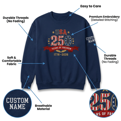 Liberty & Freedom 250 Years - Embroidered Eagle Sweater
