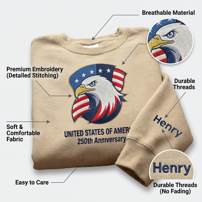 USA 250th Anniversary 1776-2026 - Embroidered Liberty Bell Sweatshirt