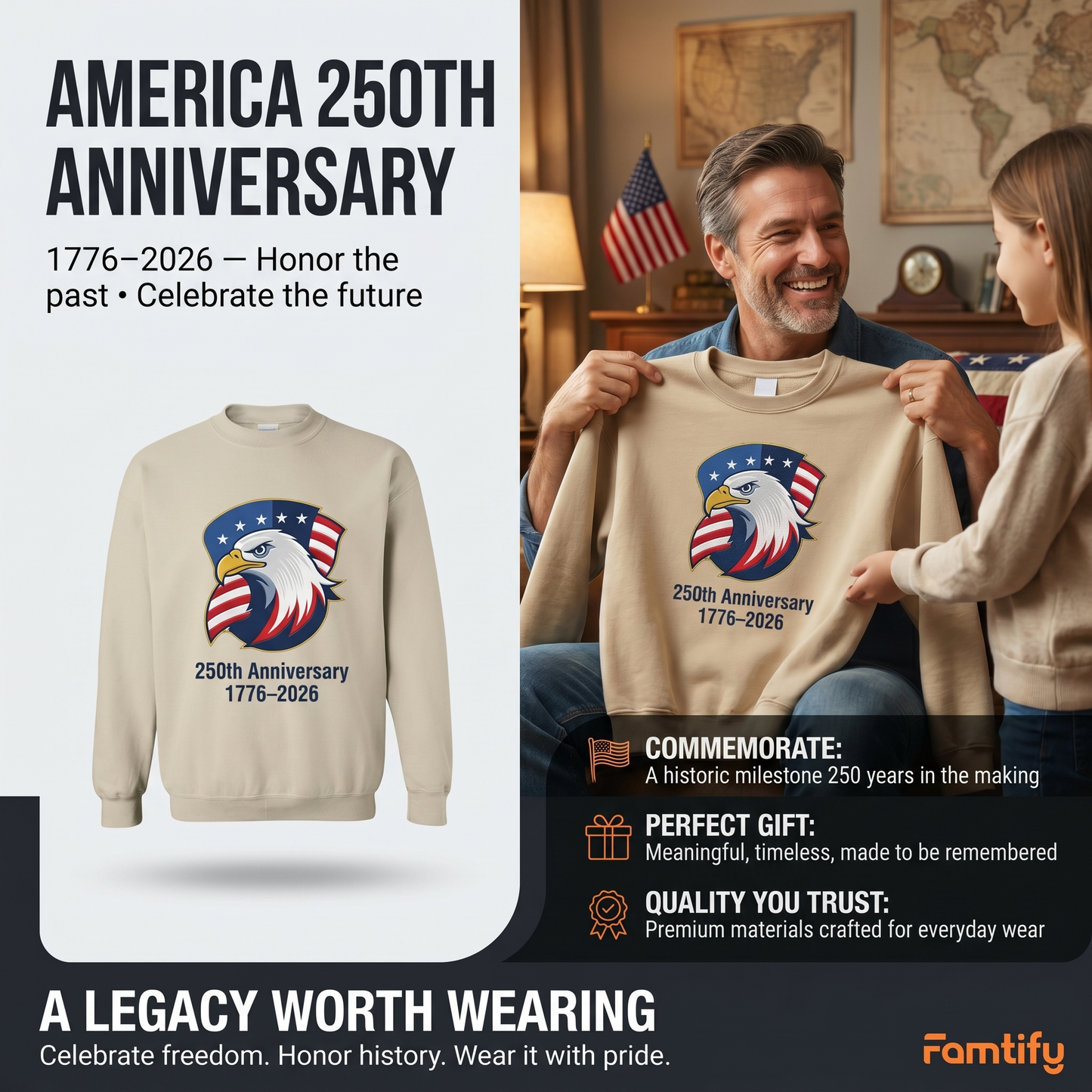 USA 250th Anniversary 1776-2026 - Embroidered Liberty Bell Sweatshirt