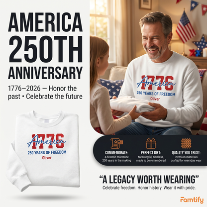 USA 250 Years - Embroidered American Crewneck Sweatshirt