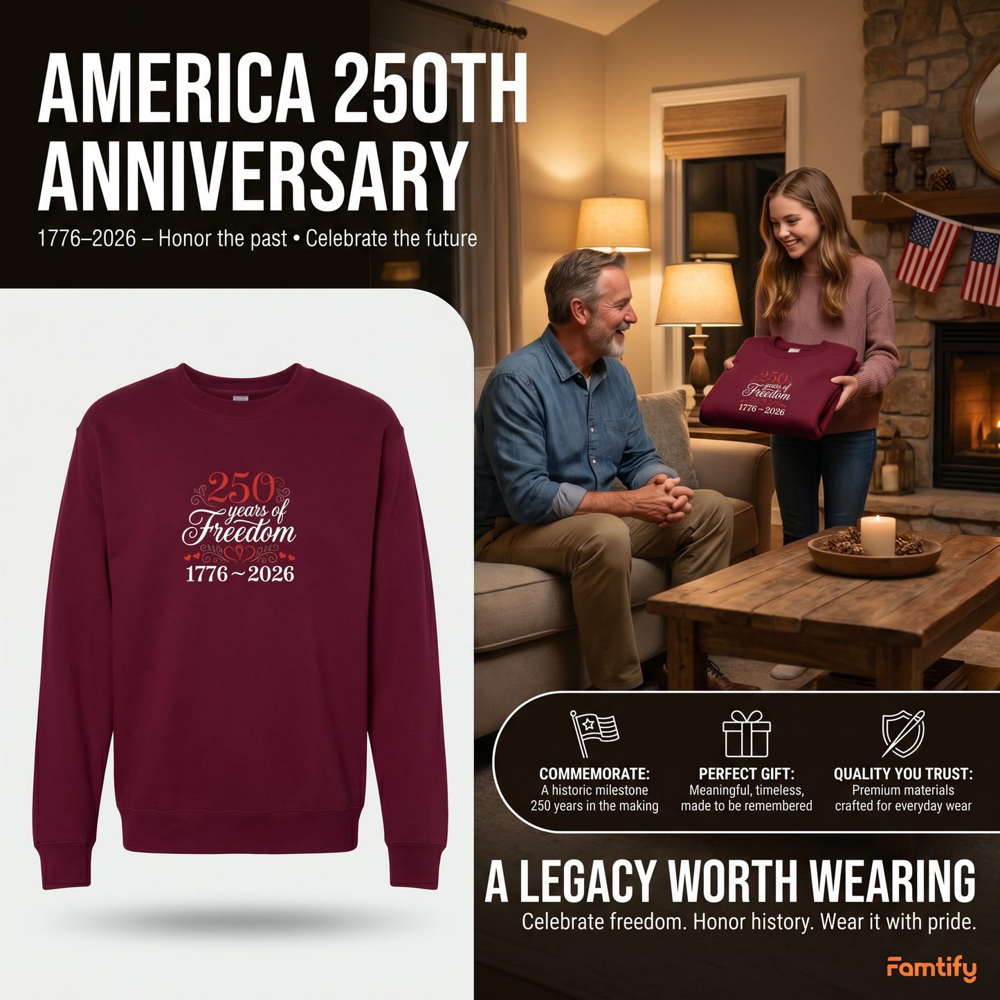 America 250 Years Of Freedom Embroidery Design, Independence Day 1776–2026 Embroidery File, America Birthday