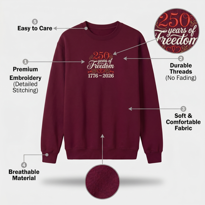 America 250 Years Of Freedom Embroidery Design, Independence Day 1776–2026 Embroidery File, America Birthday