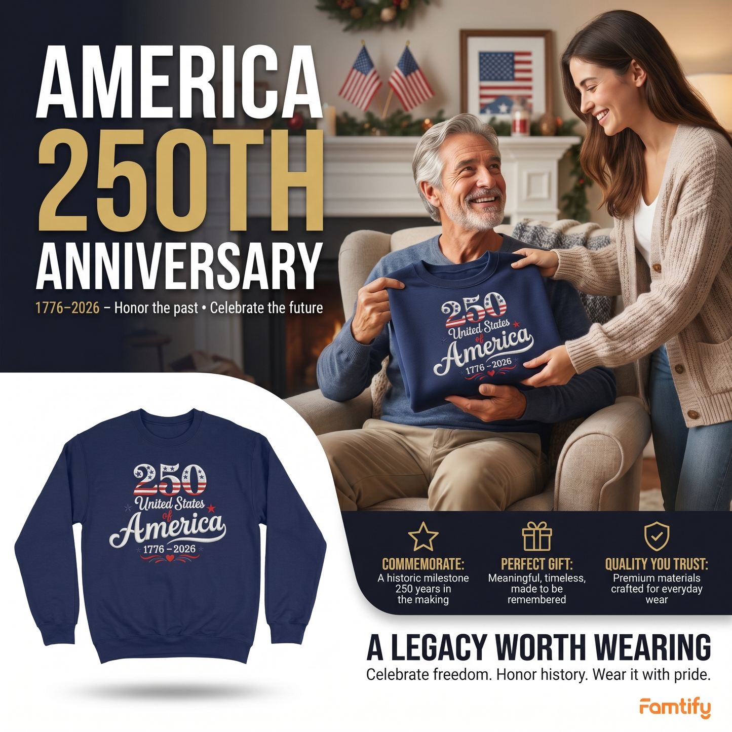 America 250 Years of Freedom - 1776-2026 Patriotic Eagle Embroidery Design