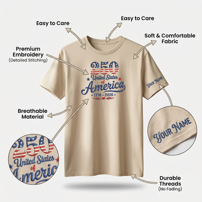 America 250 Years of Freedom - 1776-2026 Patriotic Eagle T-Shirt Design