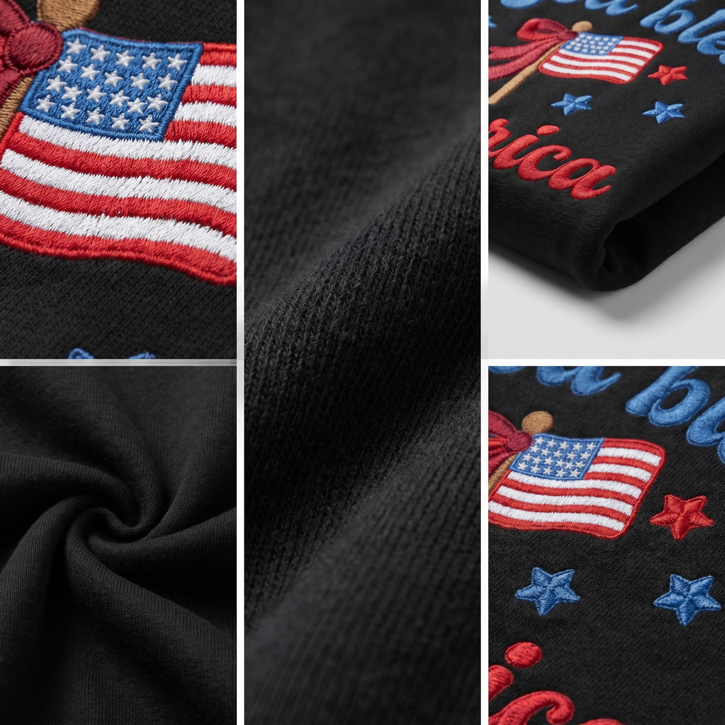 God Bless America - Patriotic USA Flag Sweater Design | Independence Day Embroidered Sweatshirt Graphic