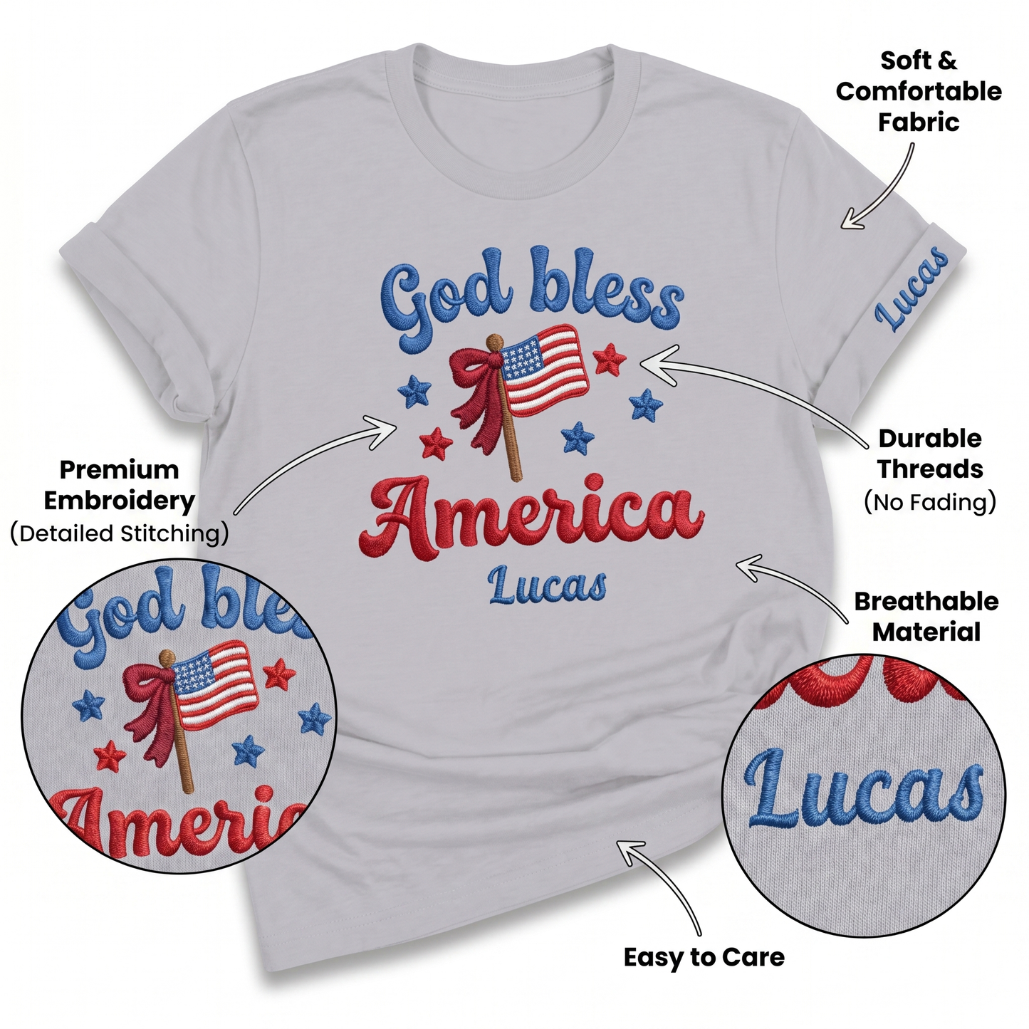 God Bless America - Patriotic USA Flag T-Shirt Design | Independence Day Graphic Tee