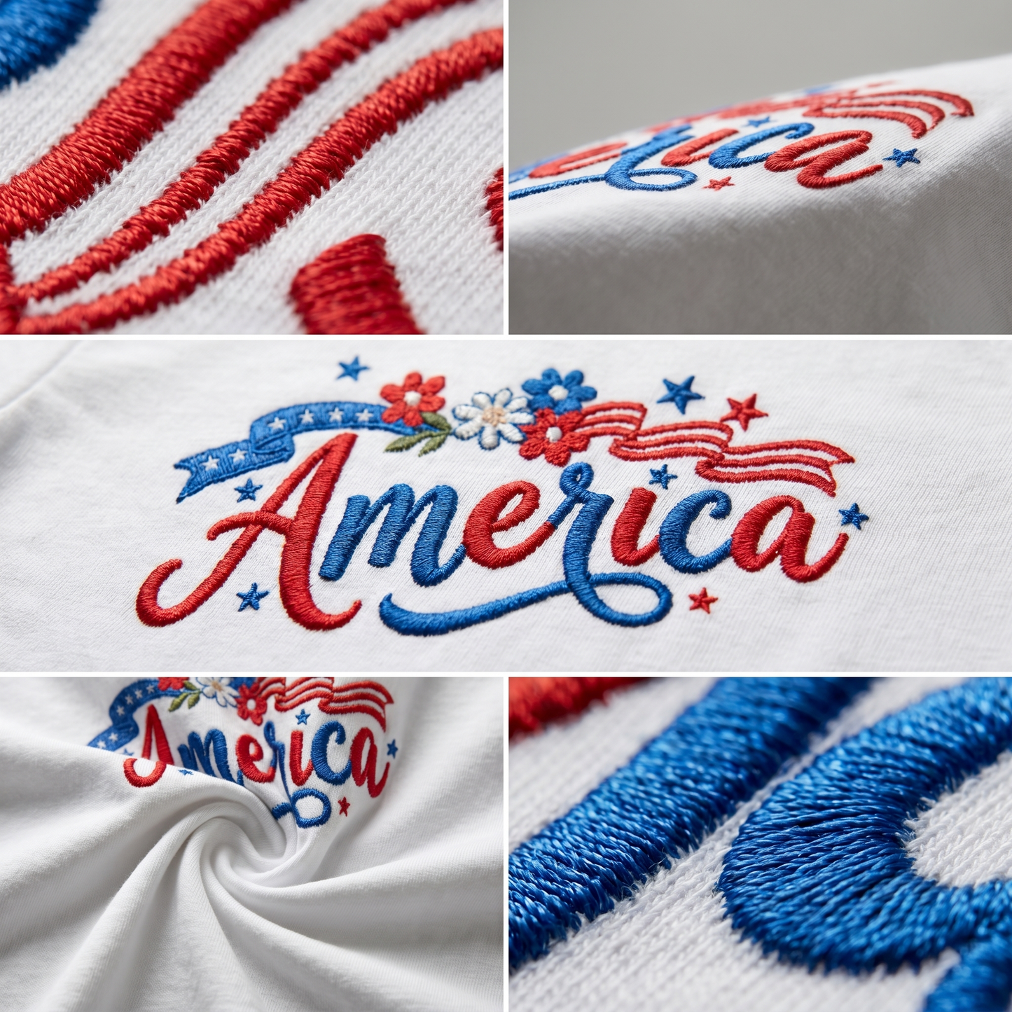 Floral America - Patriotic USA Flag with Flowers T-Shirt Design